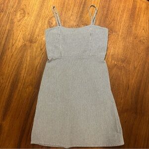 Brandy Melville Blue and White Pinstripe Mini Dress